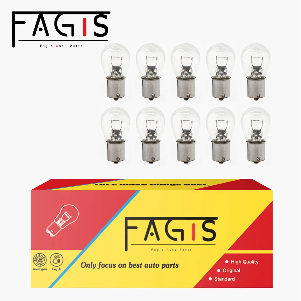 Фары для автомобиля Fagis, 10 шт., S25 1156 1157 P21W P21/5W 12V 21W 21/5W BA15S BAY15D, стоп-сигнал, сигнал поворота, дневные ходовые огни