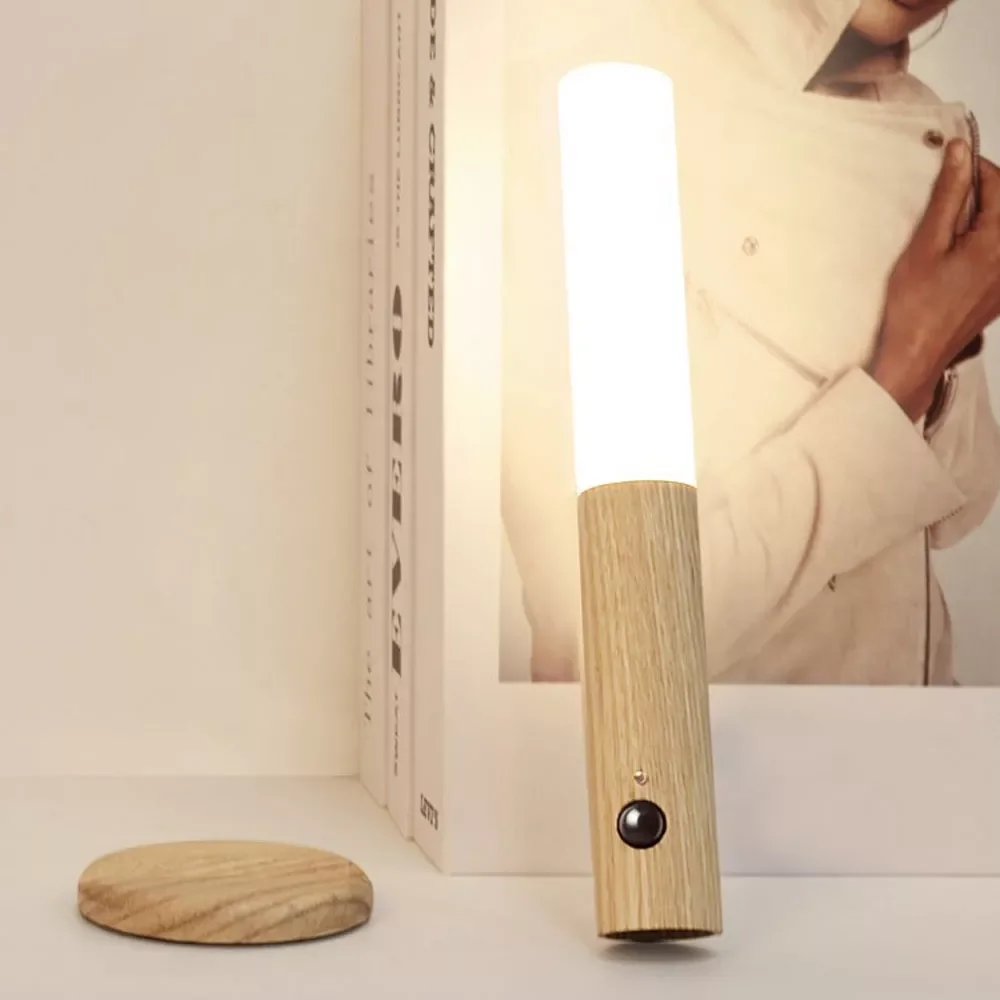 

Cabinet Lighting Wall Light LED Wooden Night Light with Motion Sensor USB Rechargeable Wall Lamp Indoor Motion Sensor Light