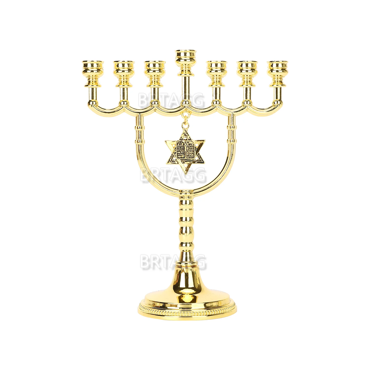BRTAGG, еврейский Золотой подсвечник Menorah со звездой Давида, Высота 17 см