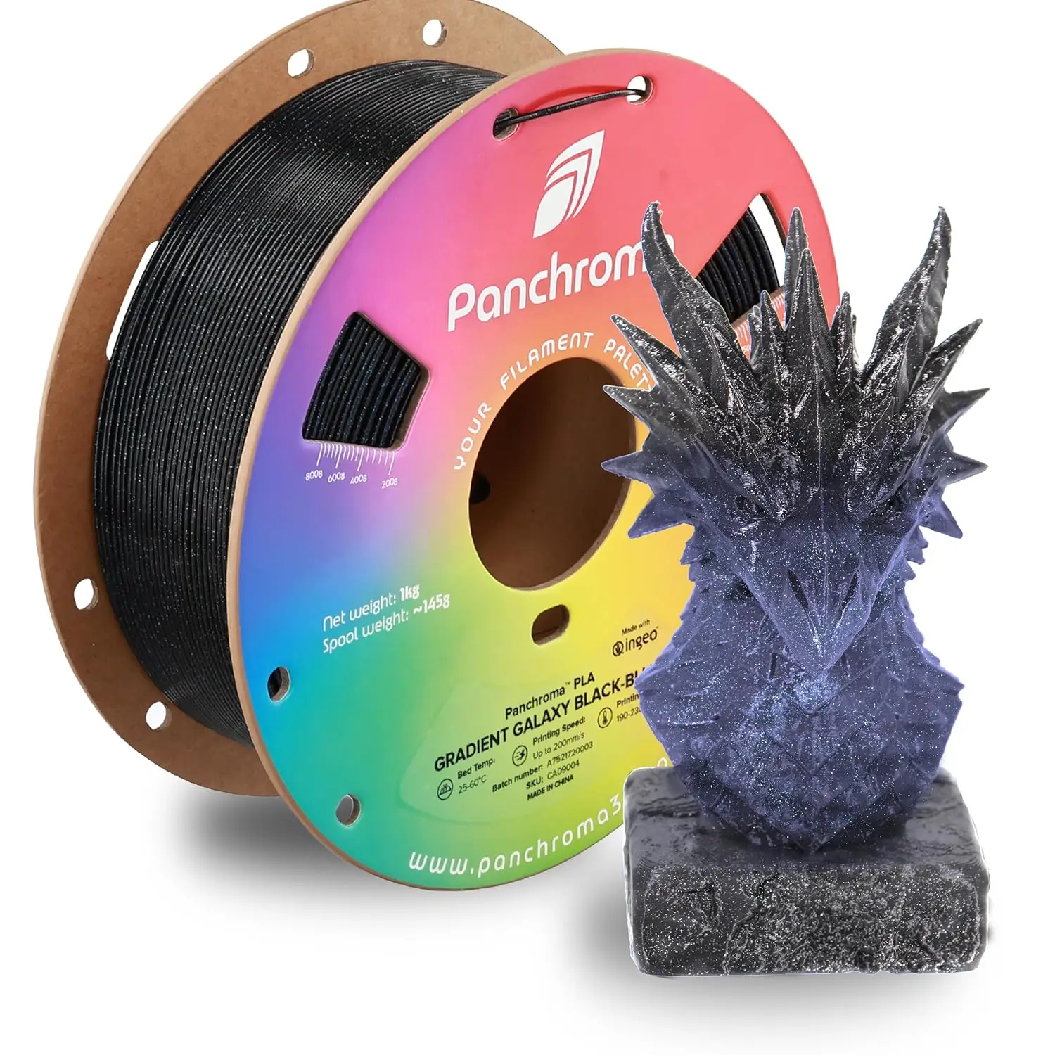 Фото Polymaker Panchroma ™   Филамент Galaxy Gradient PLA 1.75 мм 1 кг с эффектом сияния и смены цвета для 3D-принтеров FDM AMS №1