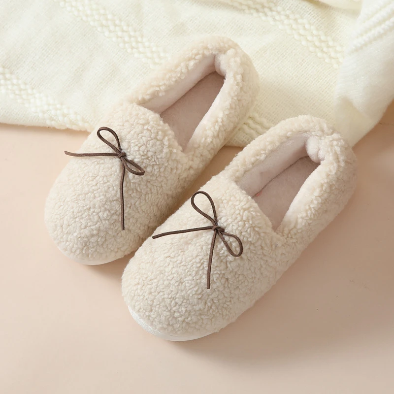 2022 New Home Winter Fur Slippers Women Ladies House Indoor Soft Bottom Solid Cute Mules Non-slip Men Slippers Zapatos De Mujer
