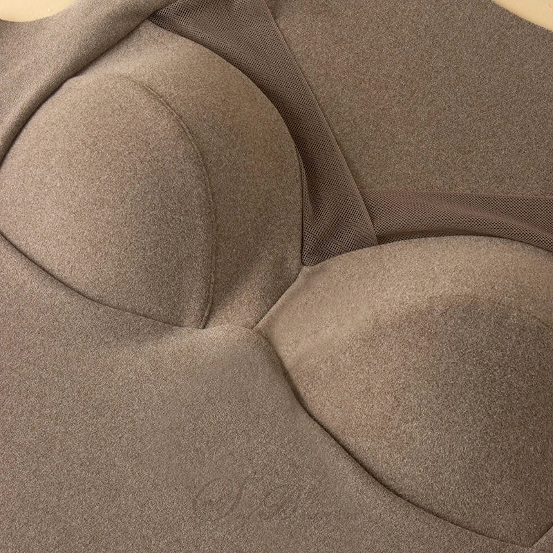 2pcs Fall/Spring Plus Size Velvet Thermal Vest French Women Underwear Fixed Cup  Single Layer Sanding Heating Vest