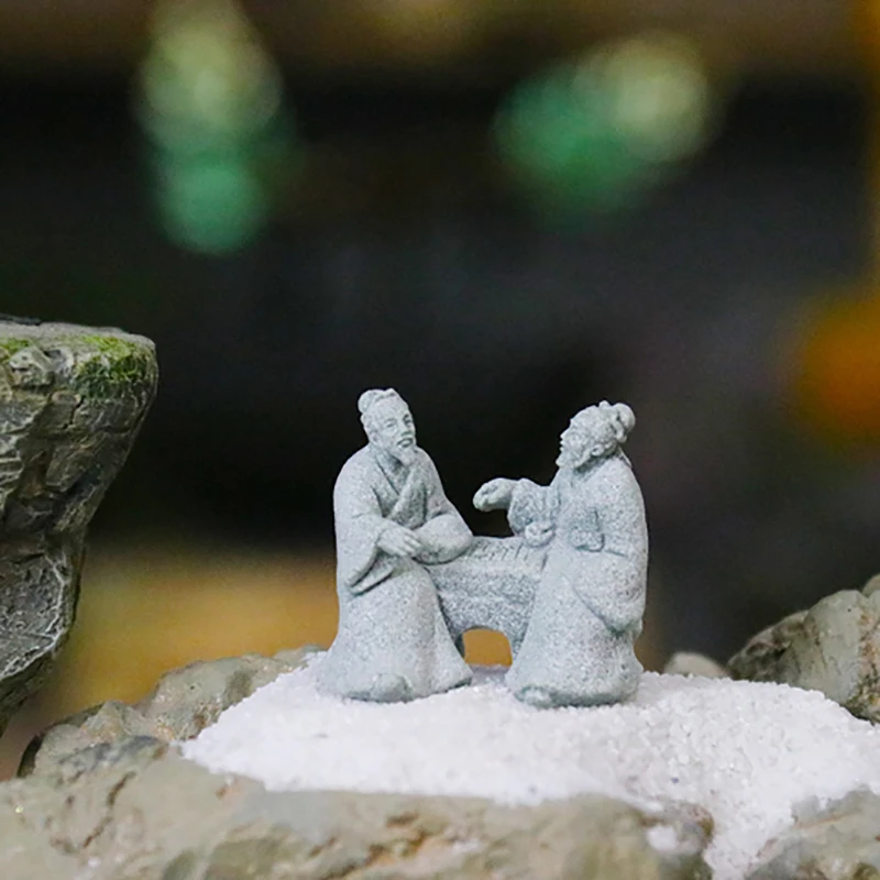 Миниатюрный старый рыбак игра в шахматы песочные камни фигурка украшения для
