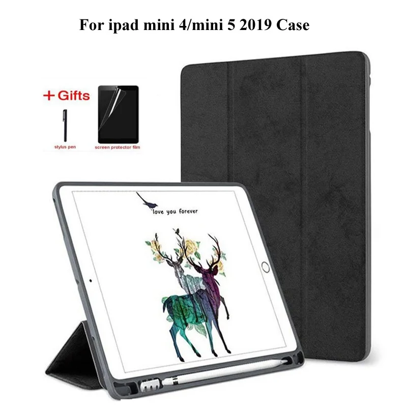 

Ultra-thin Retro Case for New iPad mini 5 ipad mini 5th 7.9 inch 2019 Funda With Pencil Holder cover for ipad mini 4 case+gifts