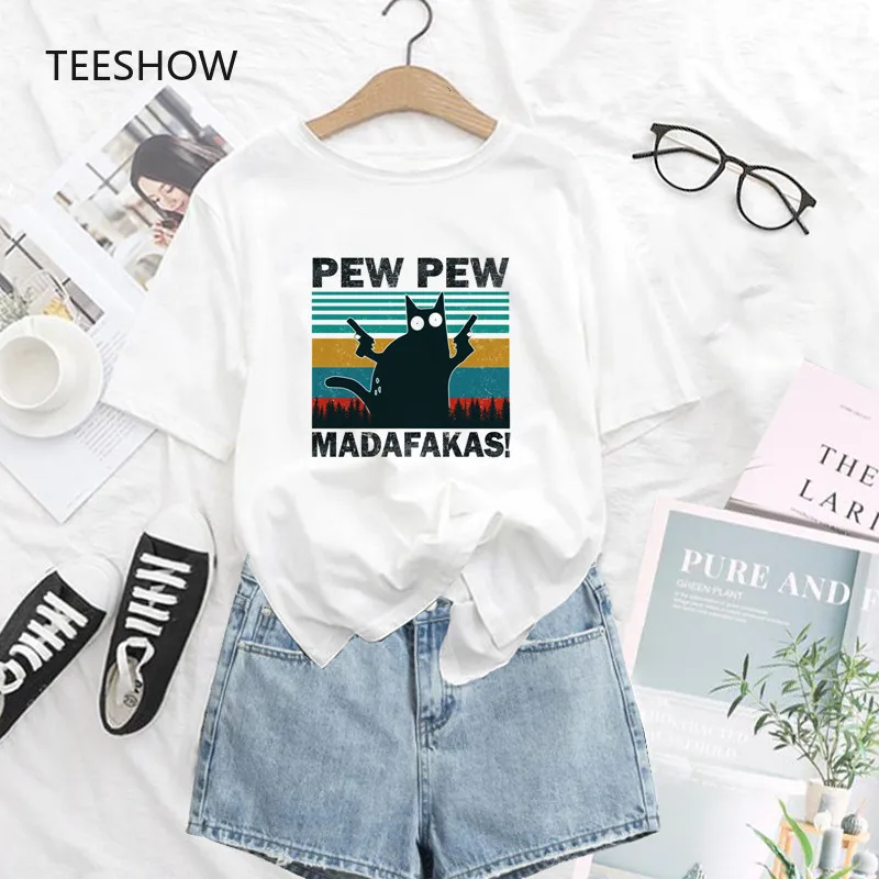 

PEW Madafakas футболки женская одежда с принтом повседневные белые топы Футболка Camiseta Mujer футболка Женская милая мультяшная футболка