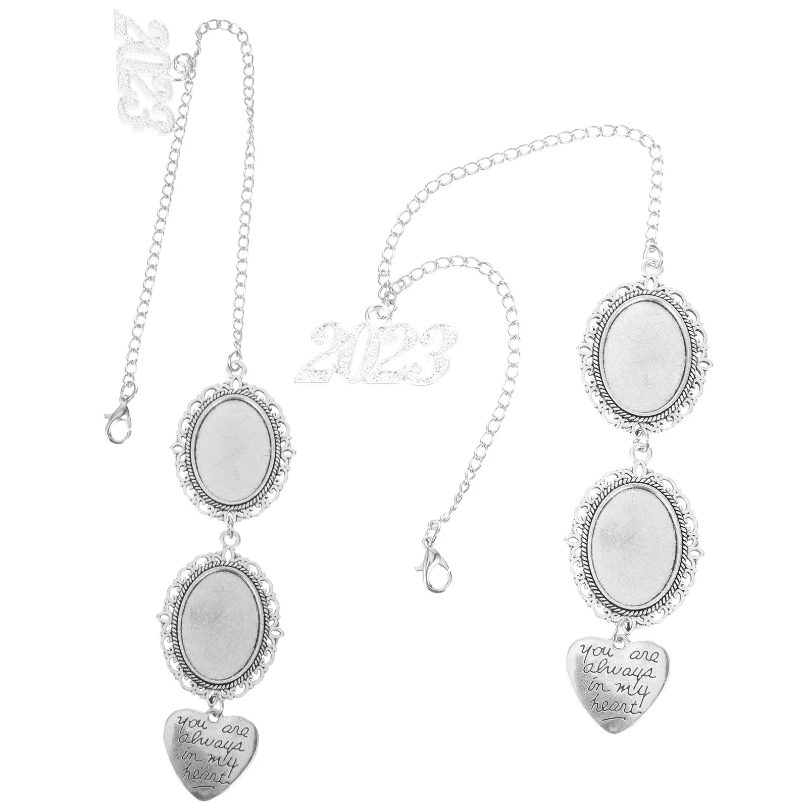 

2 Pcs Grad Cap Decor Memorial Picture Frame Graduation Hat Pendant Metal Grad Cap Ornament Memorial Jewelry
