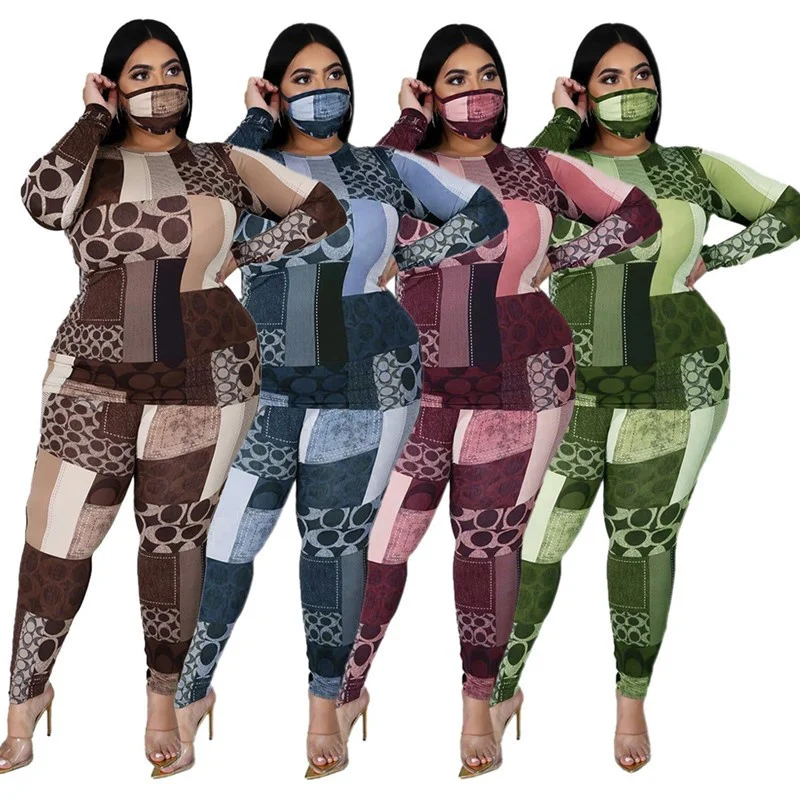 Plus Size New Clothing 2 Piece Set Tracksuit Stretch Top and Pants Outfits Jogger Sweatsuit Matching Suit Who 3xl 4xl 5xl 6xl