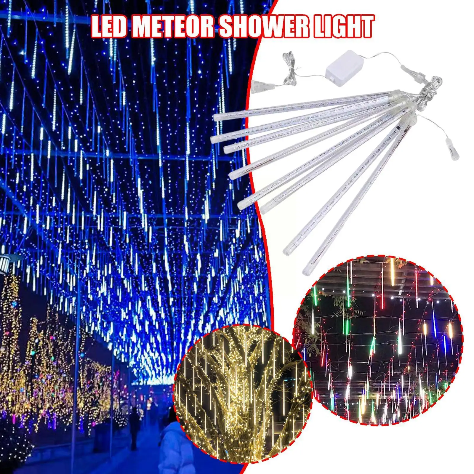 

Christmas Led Meteor Shower Garland Festoon Holiday Outdoor Waterproof Light Street String 8 Lights Decoration Strip Fairy T6e0