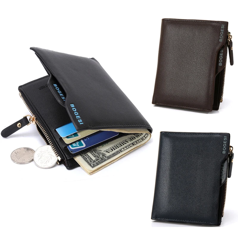 

Men Wallet PU Leather Short Bifold Purses Multifunction Fashion Coin Bag Zipper Small Money Purses Clutch Money Clip Men Wallet