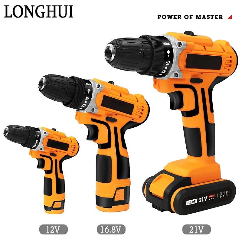 

12V 16.8V 21V Electric Drill Cordless Drill Electric Screwdriver Impact Drill Hammer Drill Lithium Battery Wireless Power Tools