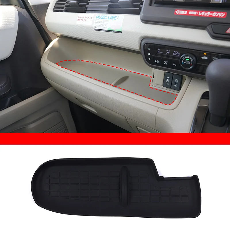 

For Honda N-BOX JF3 JF4 2017 2018 2019 2020 2021 Silicone Black Car co-pilot Passenger Storage Box Mat Car Accessories