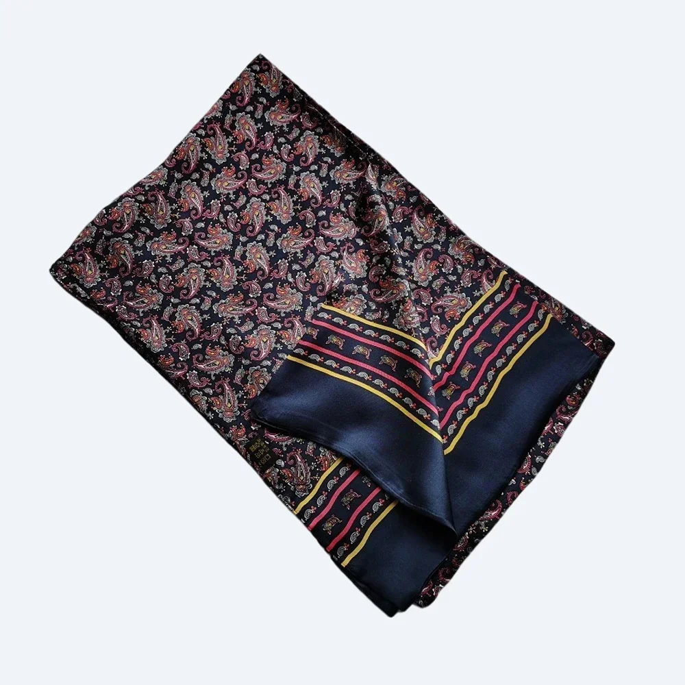 Мужской 100% шелковый шарф Пейсли Винтажный Длинный двухслойный шейный платок