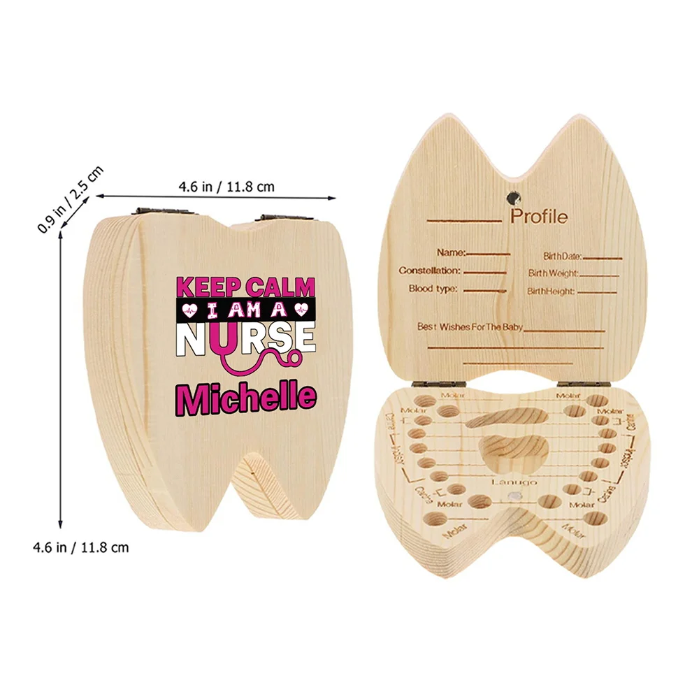 Индивидуальное имя деревянные лиственные зубы коробка для подарков пуповина