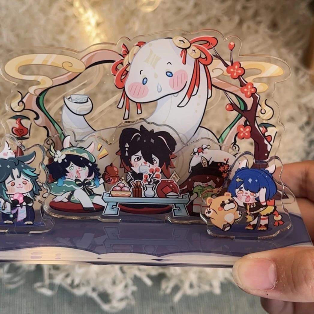 Аниме игра Genshin Impact Zhongli Xiao Hutao Новогодняя тема милая акриловая настольная