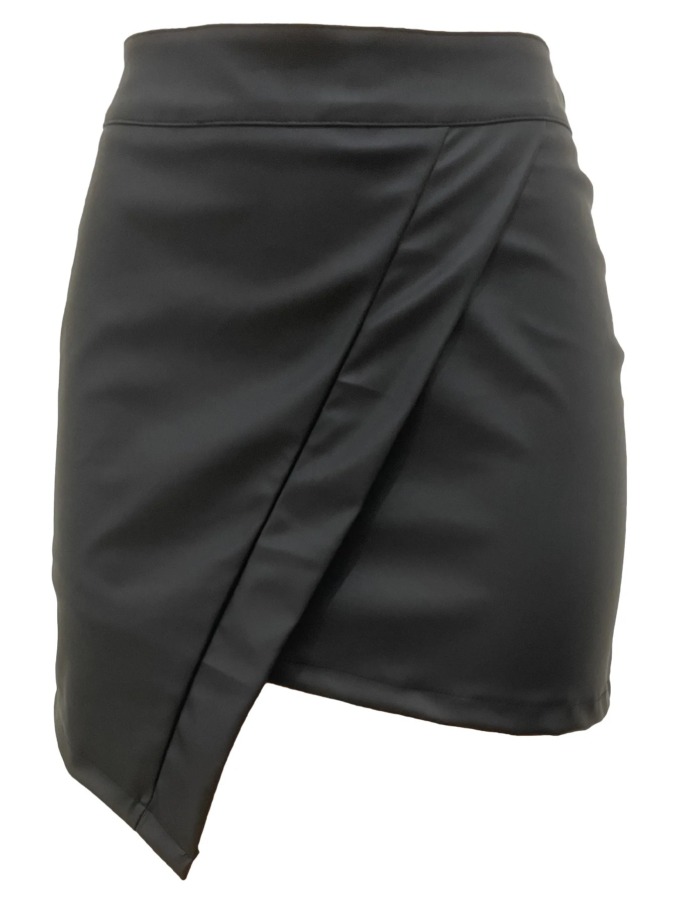 

Женская кожаная юбка с завышенной талией, асимметричная юбка из искусственной кожи с карманами и молнией, для ночного клуба