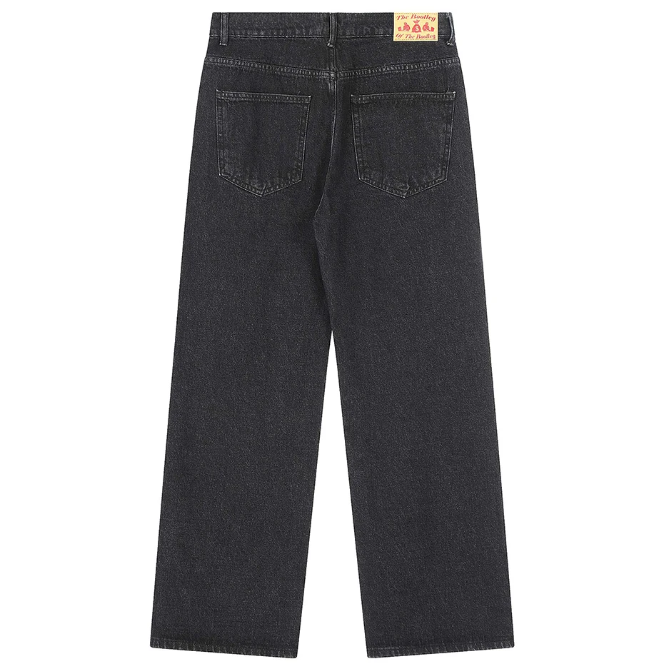 Streetwear Hip Hop Baggy Jeans Fire Letter Star Loose Straight Denim Pants Men Black Blue Harajuku Loose Jeans Trousers