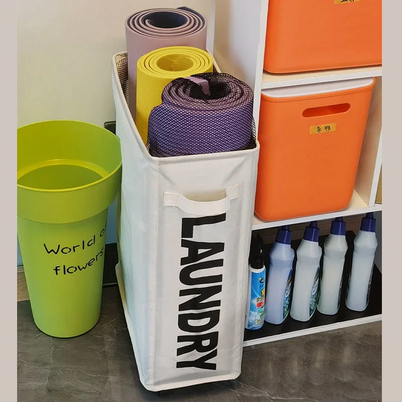 Бытовая корзина для белья на колесиках складная сетчатая подкладка