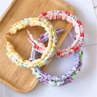 2pcsset girls printed pleated headband solid color hairband student fashion hair hoop princess headress kids hair accessories