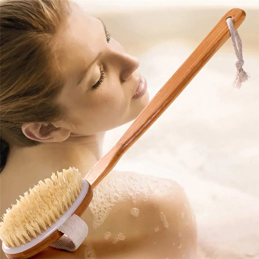 

Natürliche Borsten Körper Pinsel Wäscher Lange Griff Holz Pinsel Scrubs Bodys Behandlung Massager Bad Dusche Zurück Spa Reiniger