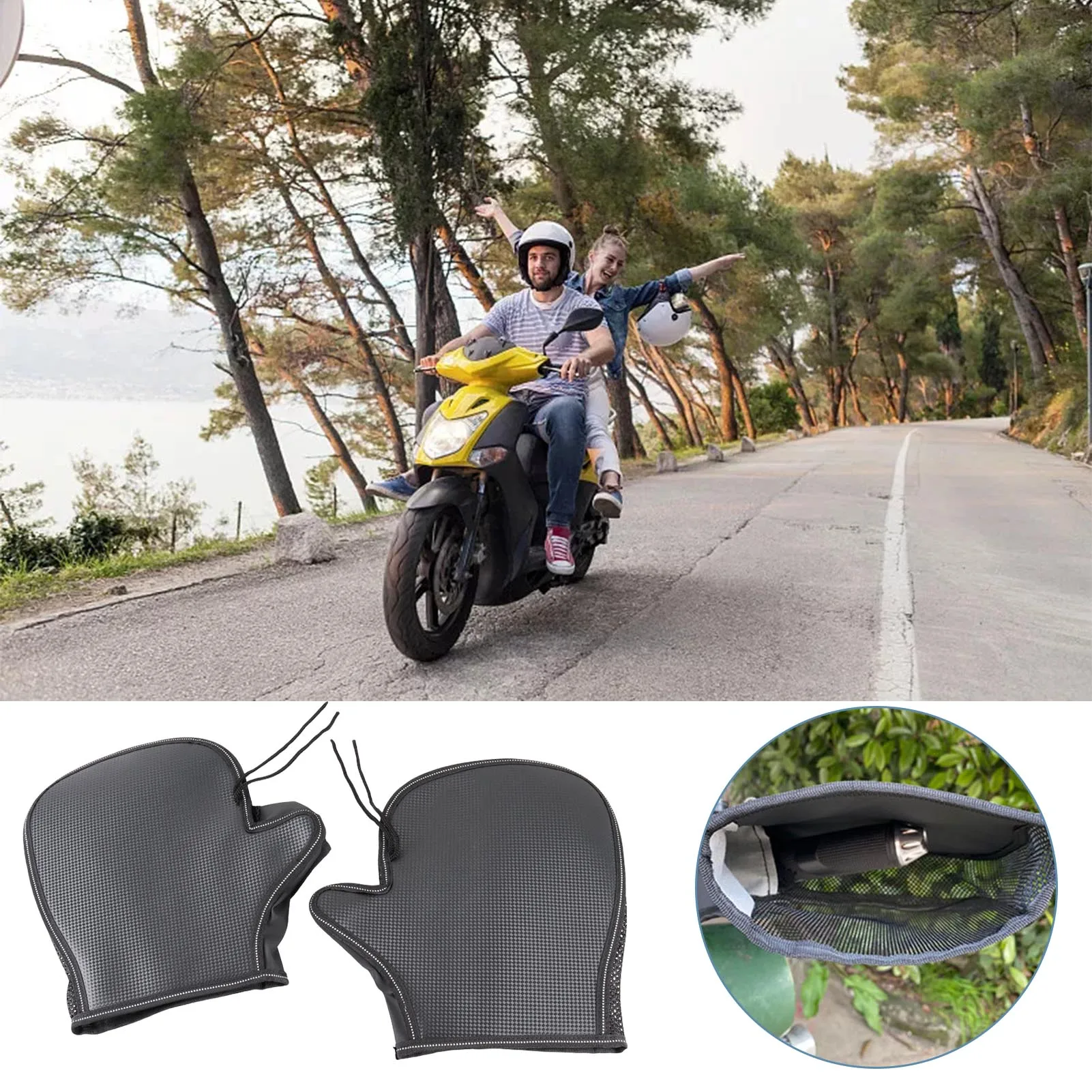 

Summer Motorcycle Handlebar Muffs Summer Airy 3D Mesh Gloves Breathable Side And Bottom Mesh Design With Reflective Strip &