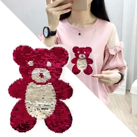 cartoon cute strawberry bear flip sequin costume design diy handmade sew on clothes decoration sticker for kids