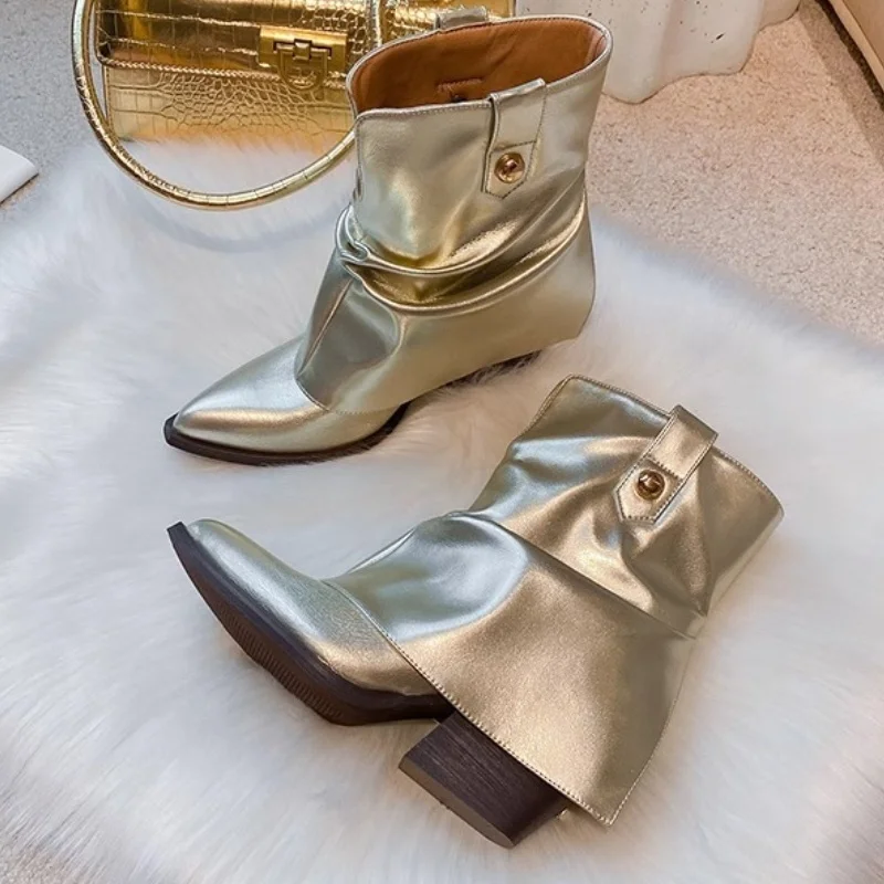 2024 трендовые женские зимние ботильоны с острым носком новые дизайнерские