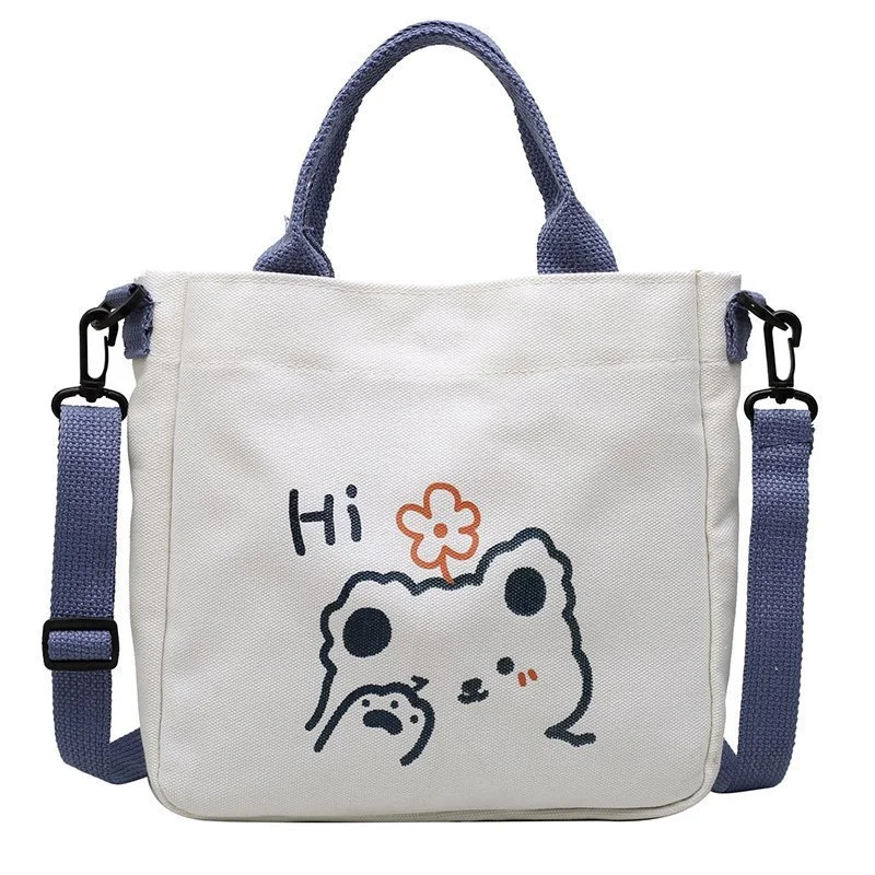 

Kawaii Animal Tote Bag Rabbit Bear Kitten Swan Canvas Bear Pattern Bag Printed Shoulder Crossbody Handbag Birthday Gift