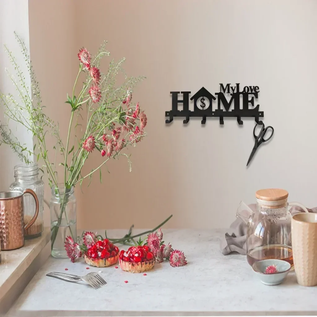 Декоративный металлический настенный держатель для ключей с 6 крючками