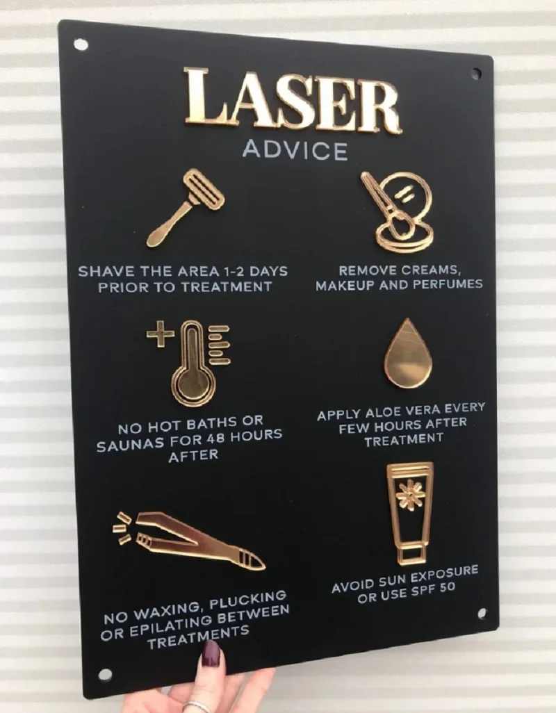Лазерный знак для удаления волос акриловый настенный A3 Настенный декор салона
