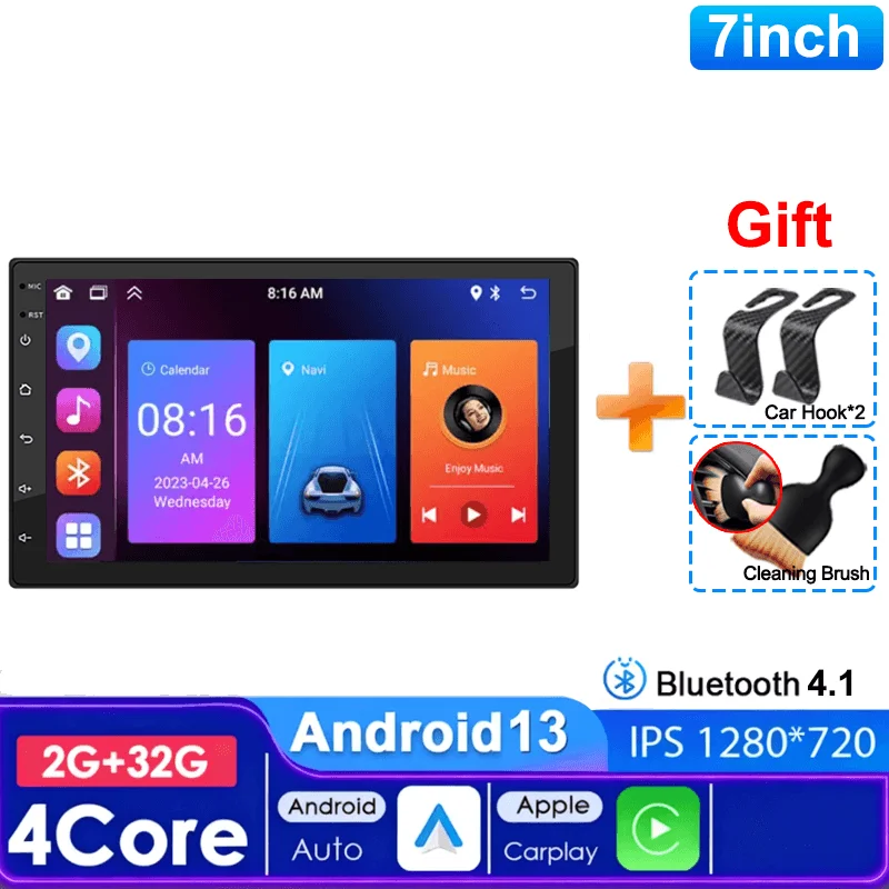 

Автомагнитола 2DIN 7/9/10 Дюймов Android 13 64 ГБ С Беспроводным CarPlay И Поддержкой Нескольких Языков Для Toyota, Hyundai, Kia