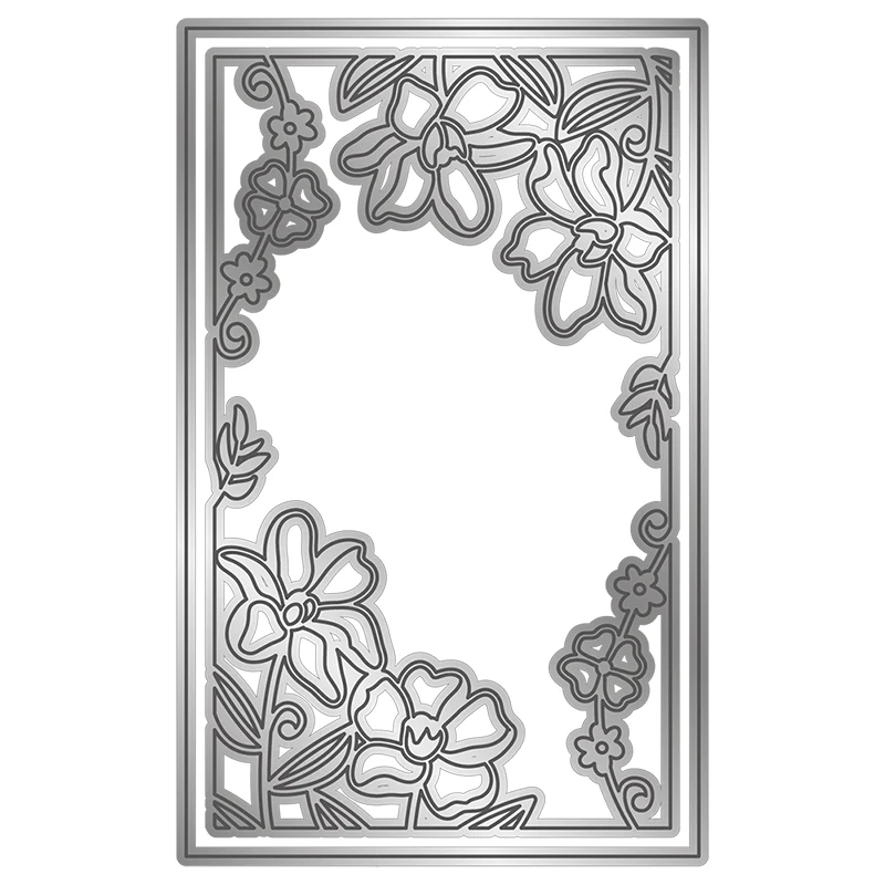 

Trailing Florals Die Wildflowers Rectangle Frame Metal Cutting Dies For DIY Scrapbooking Crafts Photo Album Decor Embossing X9