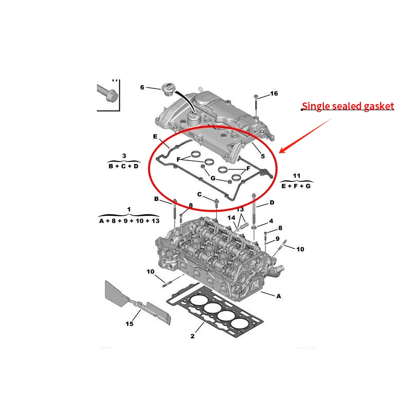 Фото 0249G9 Прокладка крышки головки блока цилиндров для Peugeot 208 308 RCZ 200THP для Citroen DS4 DS5 для Mini Cooper S N18 R55 R61 №3