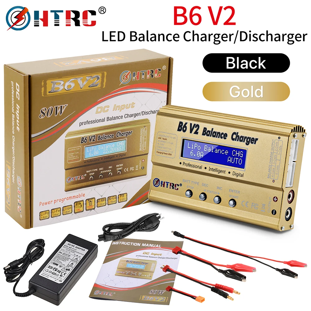 

HTRC B6 V2 1S-6S LiPo Battery Balance Charger LED Discharger 80W 6A DC11-18V for Lipo Li-ion LiFe NiCd NiMH LiHV Smart Battery
