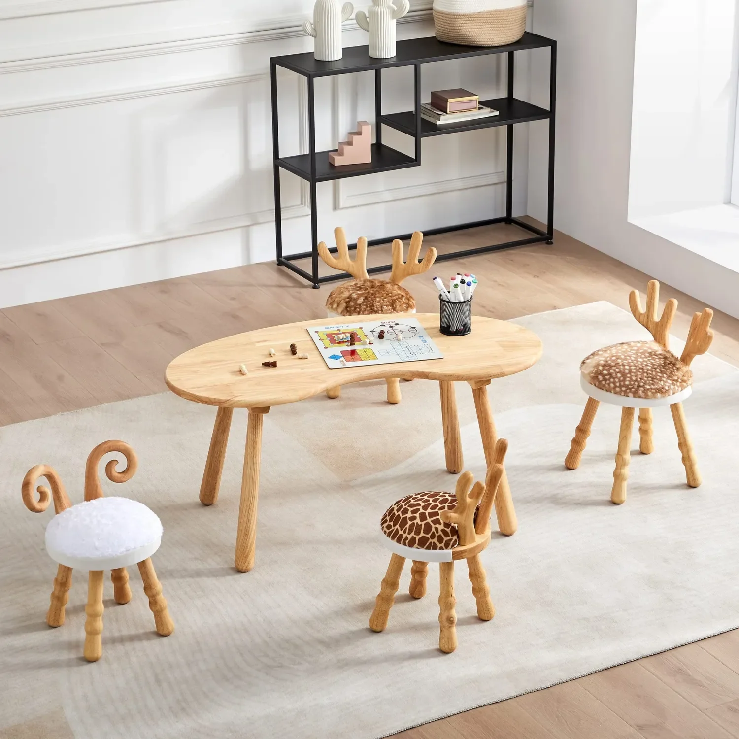 , Naturally Finished Solid Hardwood,kids Stool Chair For Playroom, Nursery, Preschool, Bedroom, Kindergarten