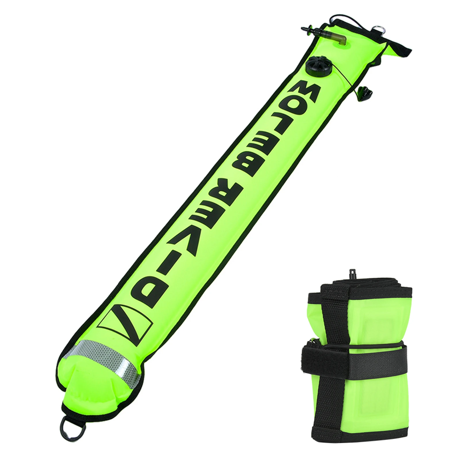 5FT High Visibility Inflatable Scuba Diving SMB Surface Signal Marker Buoy(Fluorescence Yellow)