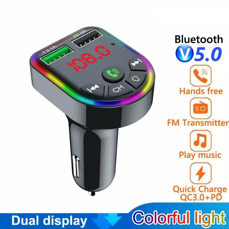 

Bluetooth беспроводной автомобильный комплект гарнитуры с ЖК-дисплеем, FM-передатчик, автомобильное зарядное устройство с двумя USB, 2,1 А, MP3, музык...