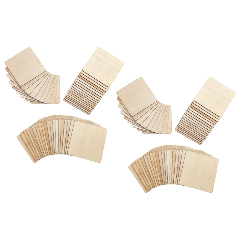 

100 Pieces Unfinished Square Wood Slices Blank 4X4 In,For Coasters, Pyrography,Painting,Writing,Photo Props Decorations