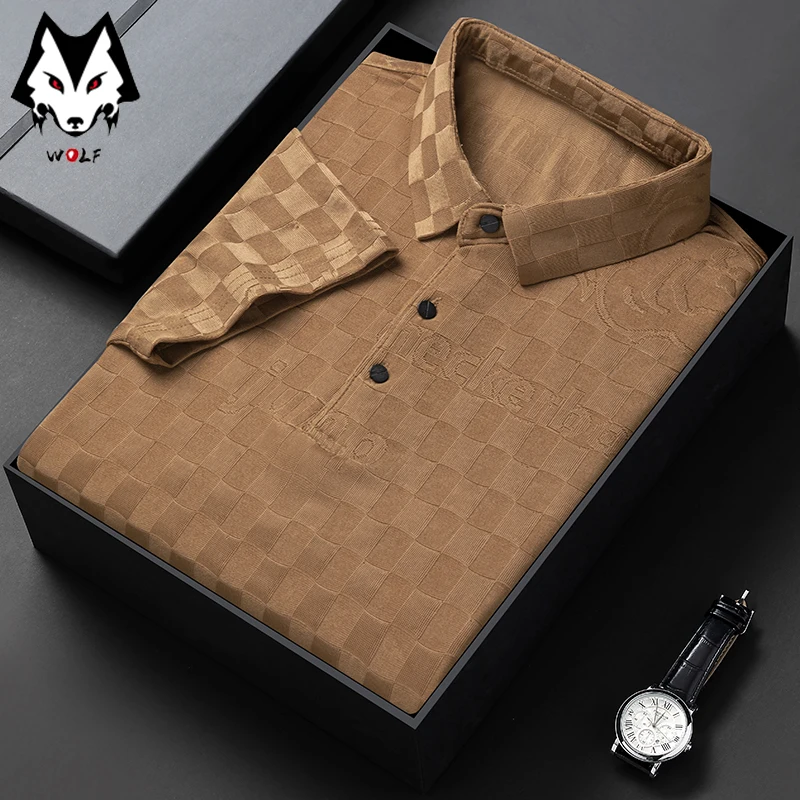 Рубашка-поло мужская жаккардовая модная повседневная устойчивая к морщинам