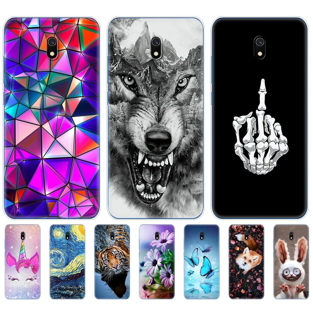 Case for xiaomi redmi 8a cases full protection soft tpu back cover on redmi 8a bumper hongmi 8a phone shell bag coque animal dog