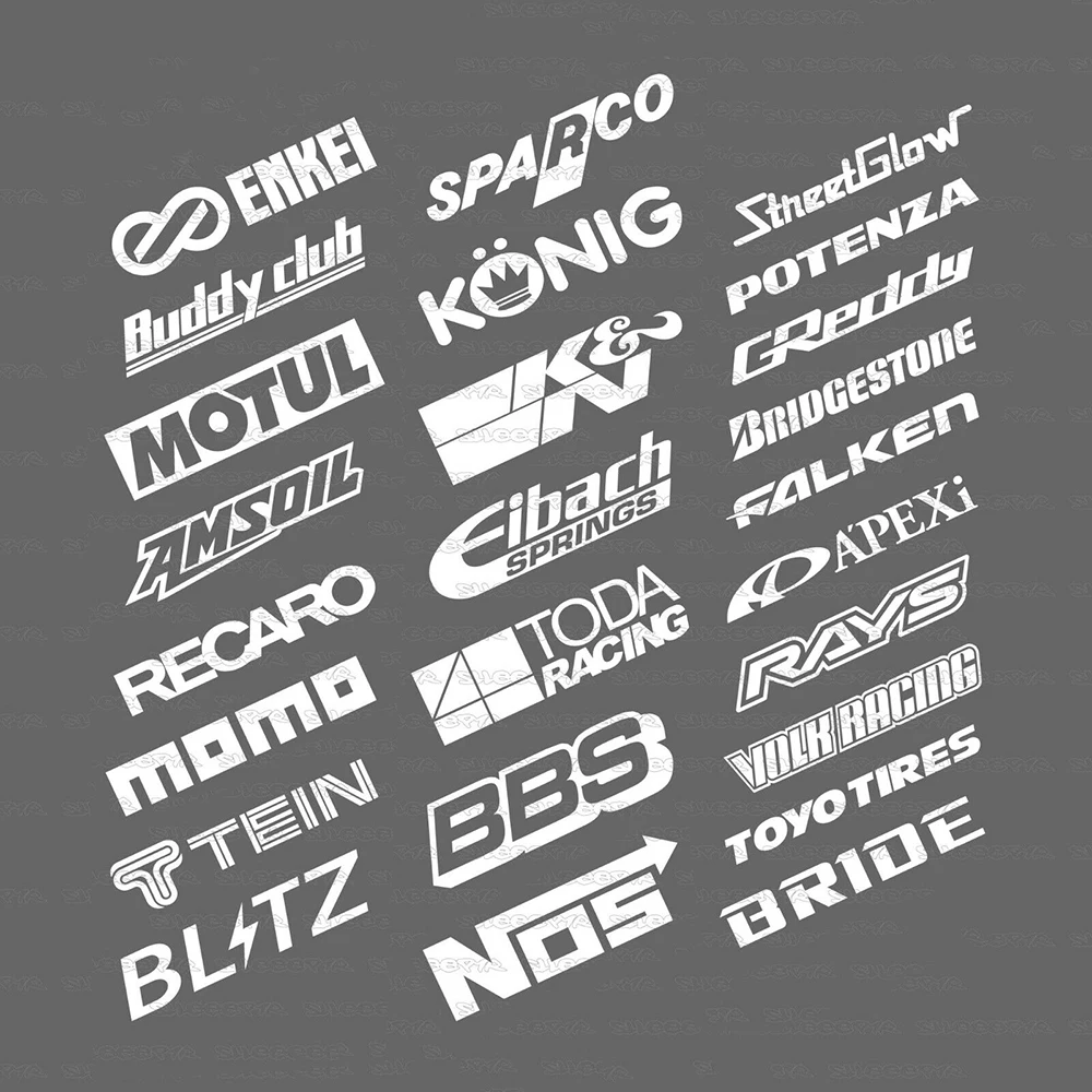 Random 13pcs Racing Sponsor Logos Set Reflective Car Stickers Racing Turbo Drift Vinyl Decal