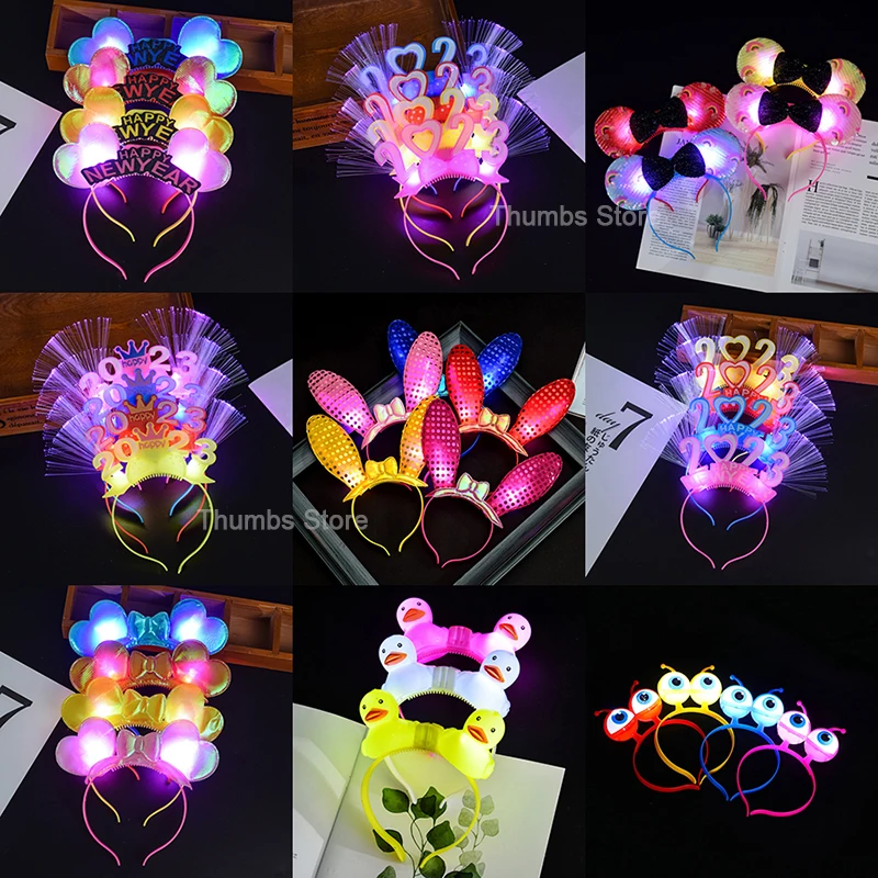 

5pcs Kids Flashing Light LED Party Glowing Headband Crown Wreath Cat Bunny Ear Hairband Birthday Wedding Christmas Navidad Gift