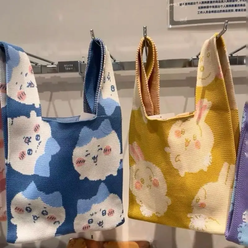 Kawaii Chiikawa Hachiware Usagi портативная сумка большой емкости вязаная большая холст