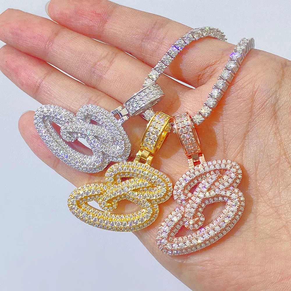 Moissanite B Pendant Necklaces For Men S925 Silver Real Diamond Necklace Women Jewelry Pass Tester With GRA 