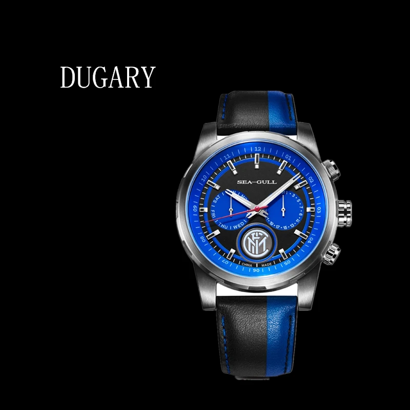 

DUGARY automatic mechanical watch Limited Edition Inter Milan 110th Anniversary Seagull Dual time zone sapphire sport Wristwatch