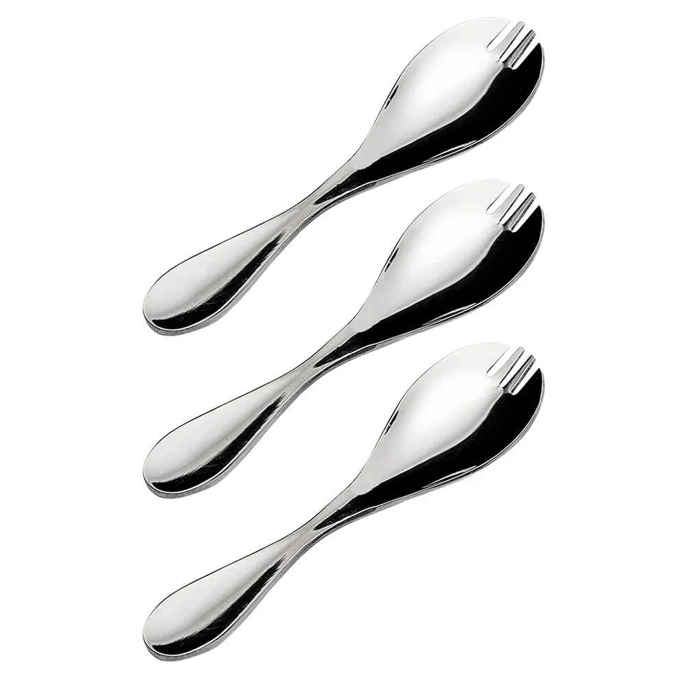 

Spoon Stainless Steel Salad Fork Spoons Spork Baby Cutlery Metal Toddler Feeding Children Self Utensils Kids Sporks Tablespoons