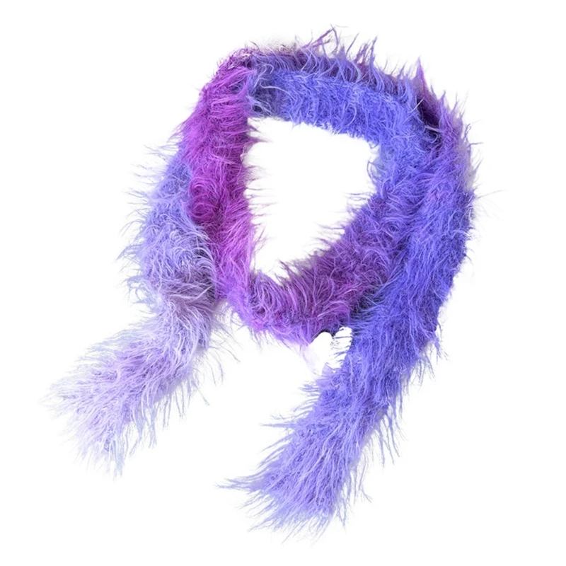 Новый стильный пушистый шарф для женщин длинный узкий пояс галстук девочек