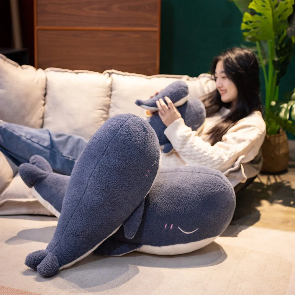 

High Quality 25-80cm Giant size Whale Plush Toy Blue Sea Animals Stuffed Toy Huggable Shark Soft Animal Pillow Kids Gift
