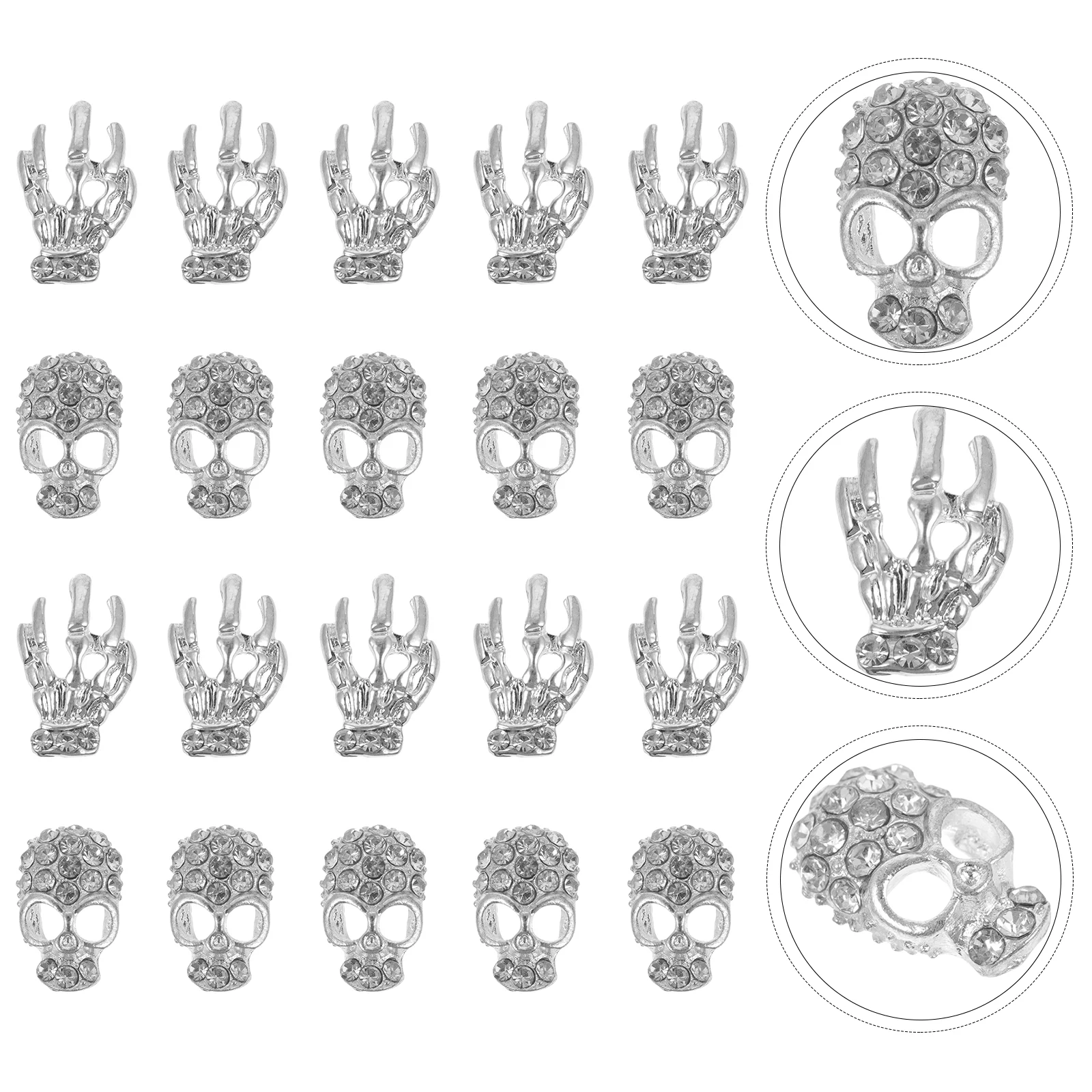

40 Pcs Notebook Nail Alloy Jewelry Metal Stickers Halloween Decorations Diamond-studded Tip