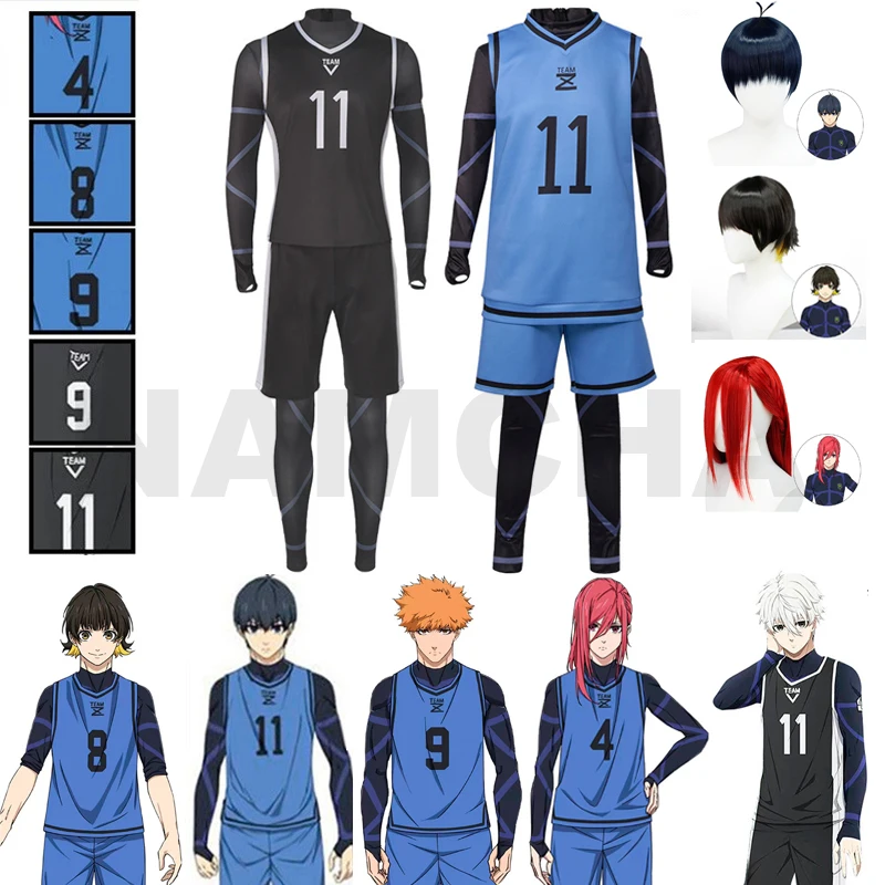 

Blue Lock Anime Cosplay Costume Wig Isagi Yoichi Nagi Chigiri Rensuke Kunigami Bachira Megur Jumpsuit Football Club Sportswear