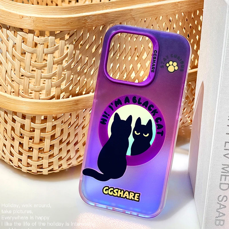 

Conelz For iphone 14 pro case personality Laser scrub gradient purple Cartoon cat Protect shell For iphone 14 pro max Case